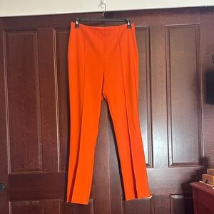 Topshop Bright Orange Straight Leg Pants with Back Slits